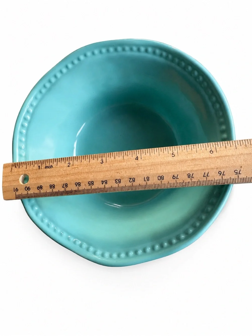 Tommy Bahama Set of 4 Turquoise Melamine Bowls 6.5” Beaded Rim Outdoor